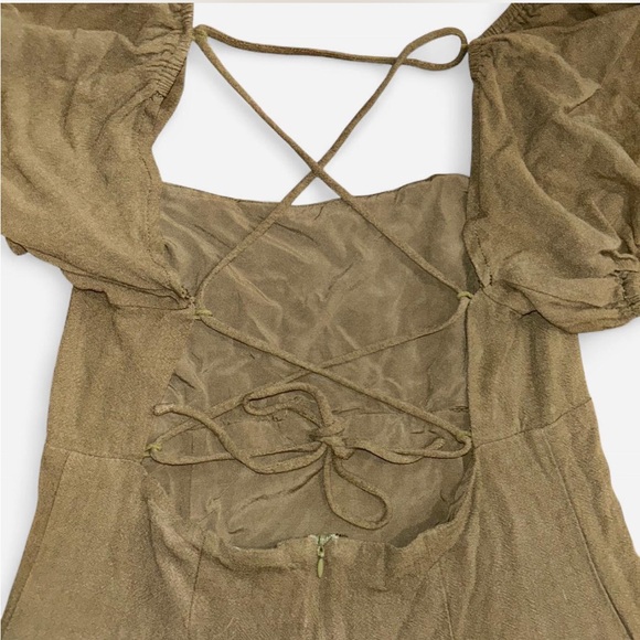 Lulus Olive Puff Sleeve Dress - Picture 3 of 5